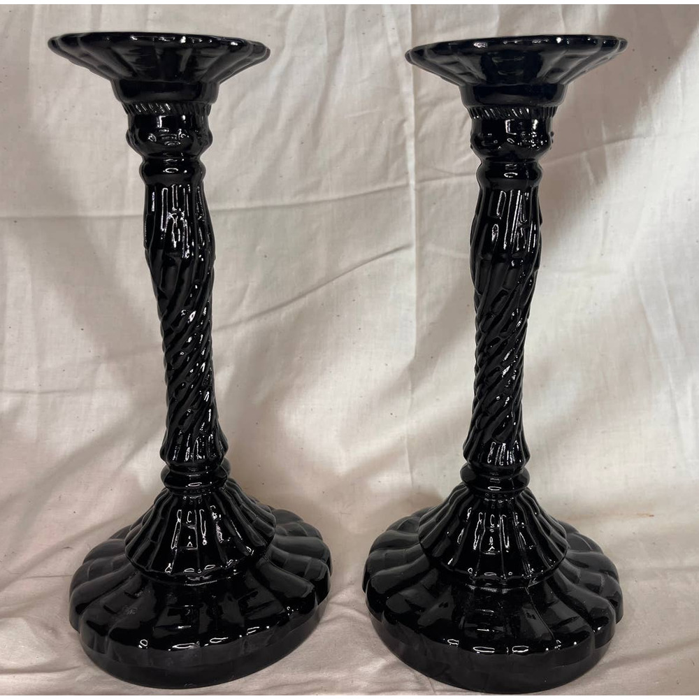 Beautiful Vintage Glass Matching pair  Candle sticks, Twist details